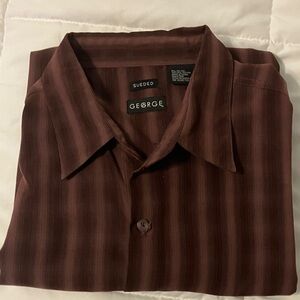 George Men's Brown Striped Casual Shirt
